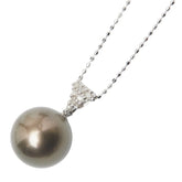 K18WG ホワイトゴールド 黒蝶真珠11.5mm ダイヤ0.05ct ペンダントネックレス レディース 【中古】